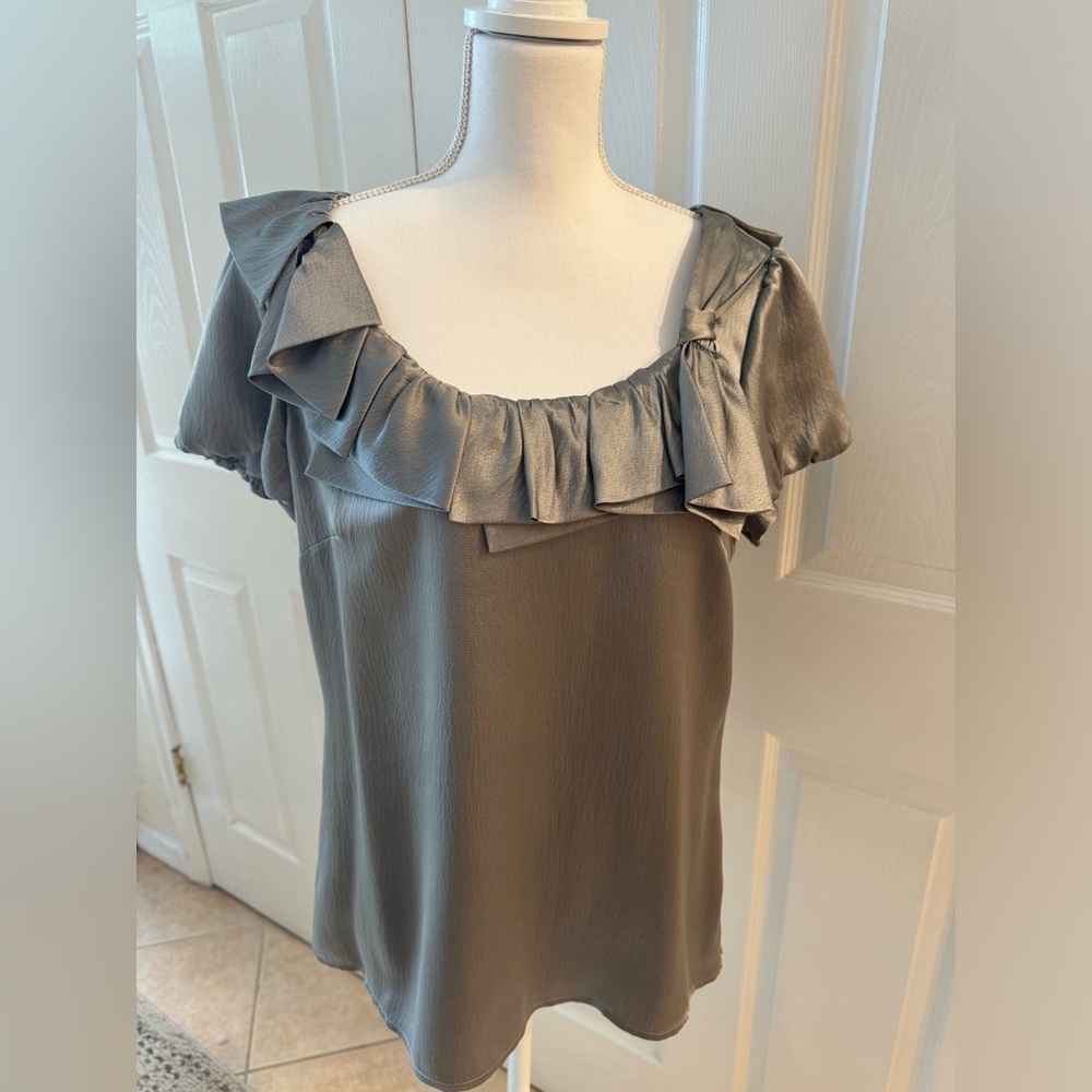 AnnTaylor Silver Blouse Size L